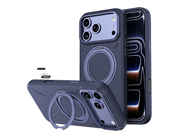 TPU-deksel til iPhone 18 Pro Max med 360° roterende magnetisk stativ – MagSafe-kompatibel Blue