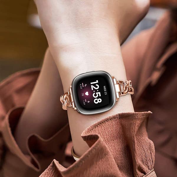 Stilig damearmbånd til Fitbit Versa 3/Versa 4/Sense Rose Gold