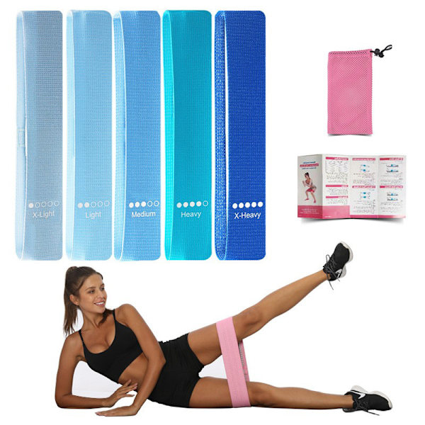 Sæt med 5 elastiske modstandsbånd egnet til Gradient Blue Pilates