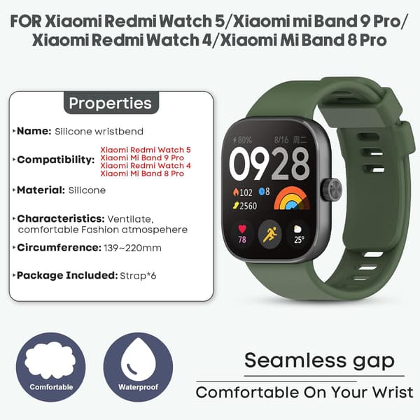 Stropp for Xiaomi Redmi Watch 5/4 Band 8pro/9pro 6PC