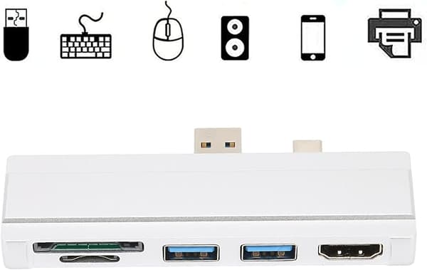 Kortleser for Surface Pro 4/5/6, 5 Gbps overføring Silver