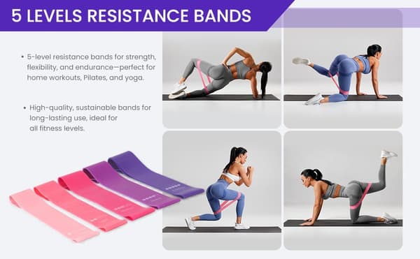 Pilates 8-delars set för formning och bantning Rosa