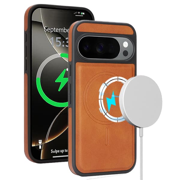 Magnetiskt läderfodral för Google Pixel 11 Pro Brown