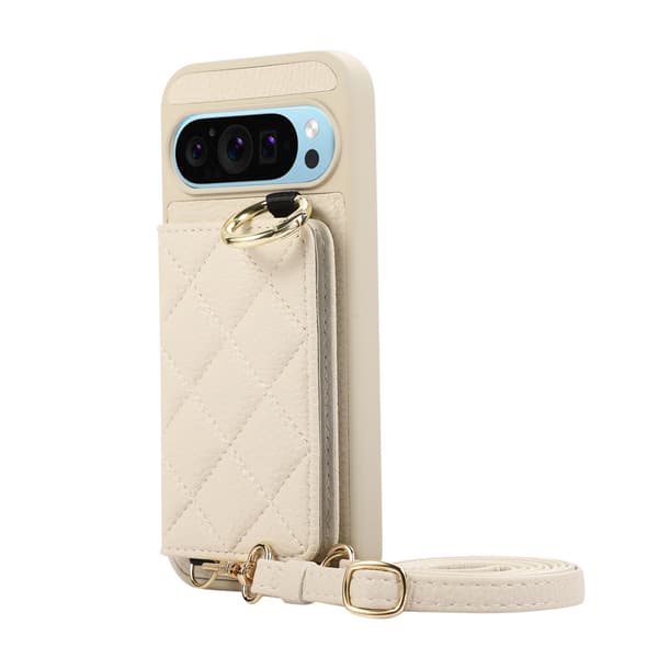 Fodral med diamantmönster och lång snodd för Google Pixel 11 White