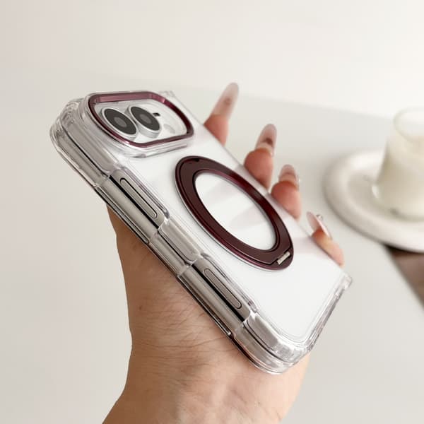 Duo Transparent magnetiskt skal för iPhone, styv baksida, kameraskydd, fallskydd Gray