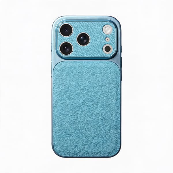 Etui til iPhone 18 Pro med litchi-tekstur og anti-fallbeskyttelse Sky blue