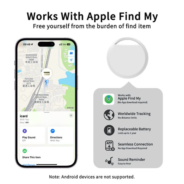 Mini Tracker Anti-tapenhet for Apple Find My White