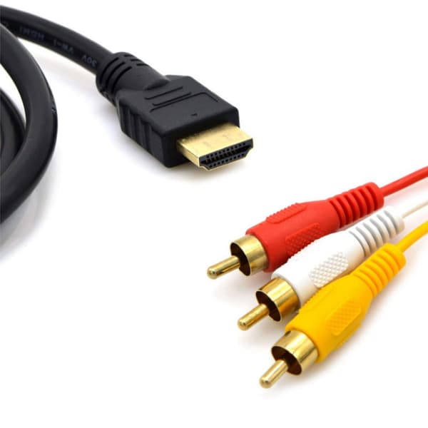 HDMI til 3RCA/AV-kabel, 1,5 meter kabel til high-definition audio/video-dekoder