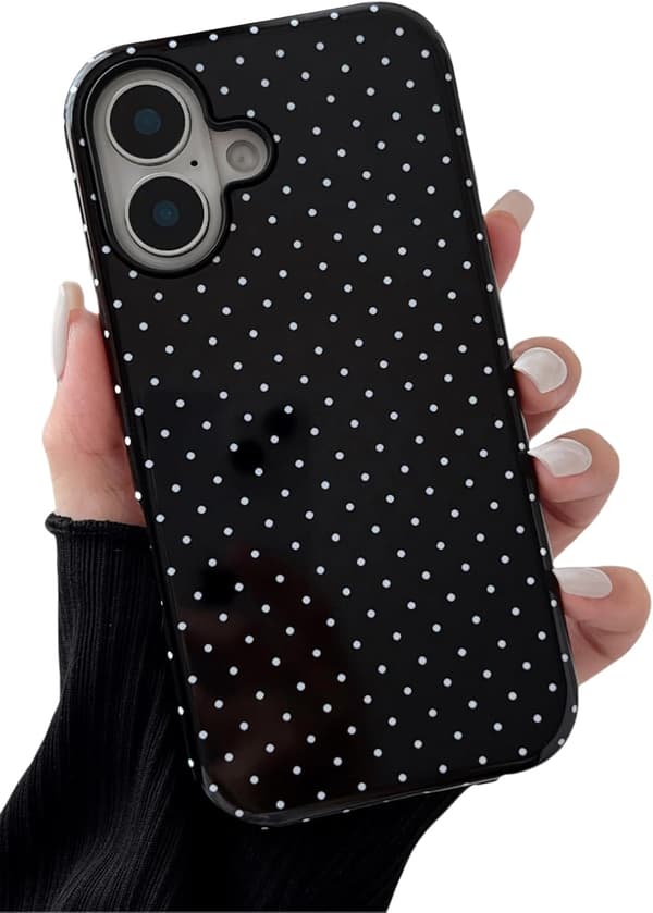 Skyddsfodral för iPhone 17 Söt prickig Black