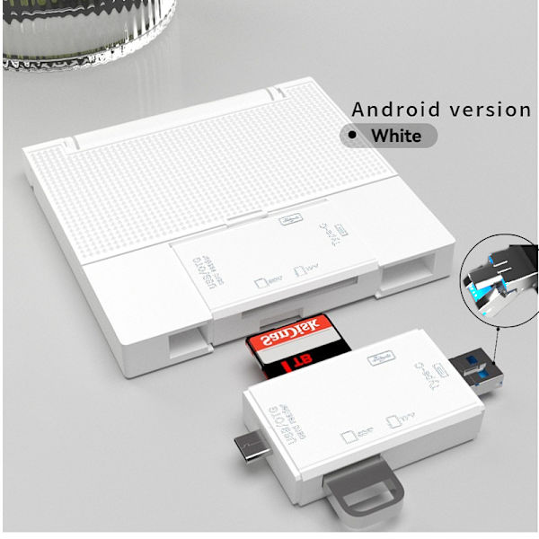 Kortleser Multifunksjonell, Android TYPE C USB til SD TF, med oppbevaringsboks Black