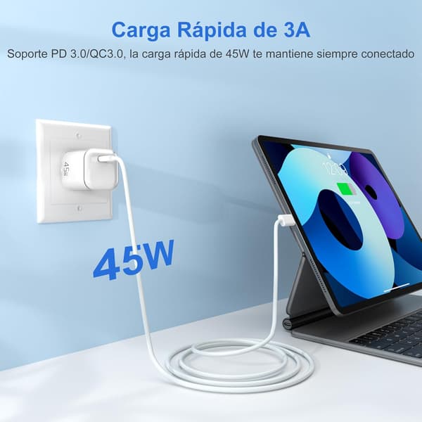 GaN 45w USB-C Oplader Blue