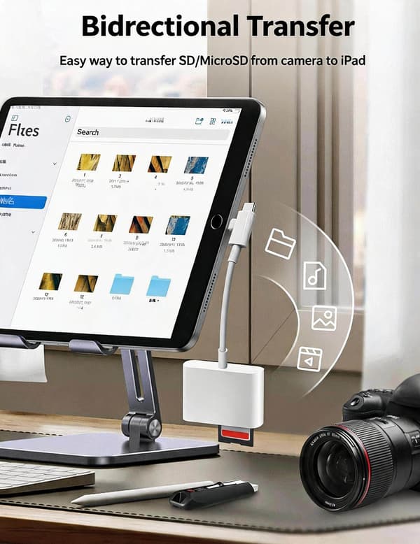 Typ-C/Lightning till USB-A/TF/SD 3-i-1-adapterkabelhubb för iPhone Plug and Play Pink