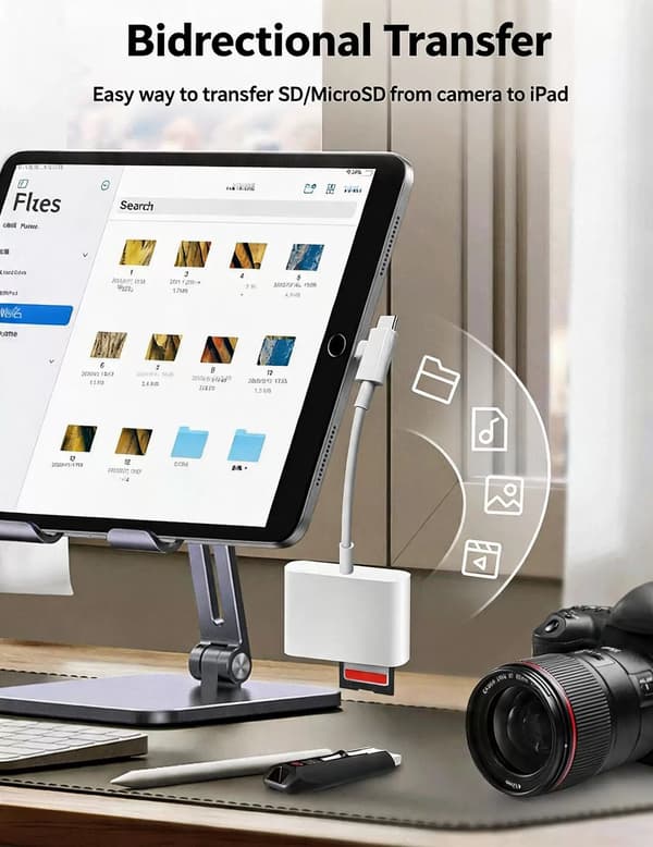Type-C/Lightning–USB-A/TF/SD 3-in-1-sovitinkaapelikeskitin iPhonelle, Plug and Play Orange