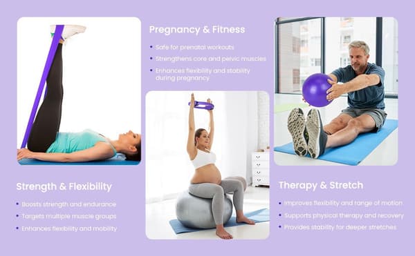 Pilates 8-delt sæt til formning og slankning Lilla
