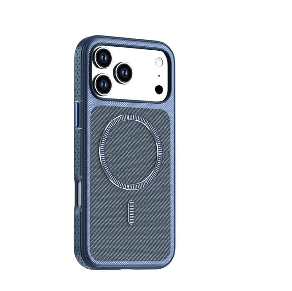 Magnetisk kulfiberteksturcover til iPhone 18 Pro Max Blue