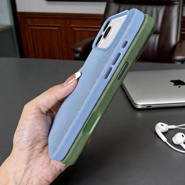 Tygtexturerat skal för iPhone 17 Pro Max, falltåligt och fingeravtrycksavvisande Green