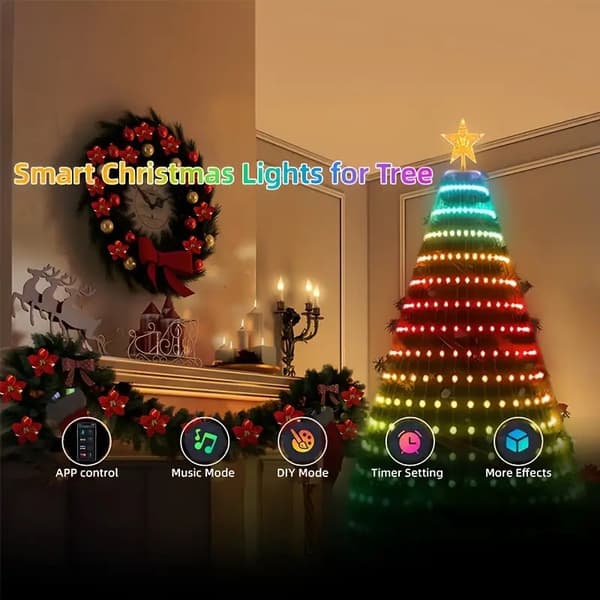 USB RGB Julbelysning 400 LED-lampor App-programmerbar punktstyrning 210cm