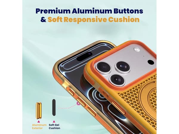 Slitesterkt iPhone 18 Pro Max-deksel med 360° roterende metallringstativ og bikubemønster på baksiden Black