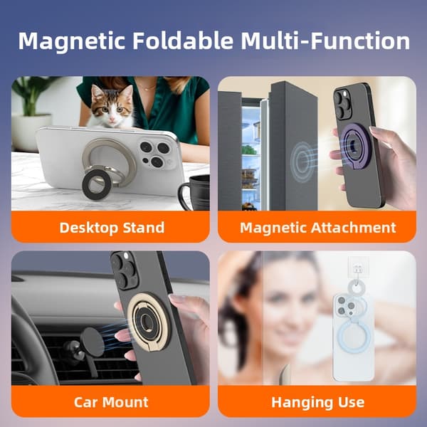 Magnetisk telefonholder med MagSafe, for iPhone 17, 16, 15, 14, 13, 12 og Android White