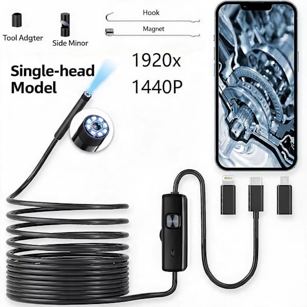 Linsboroskop endoskopisk kamera för Android och iOS, 1m kabel