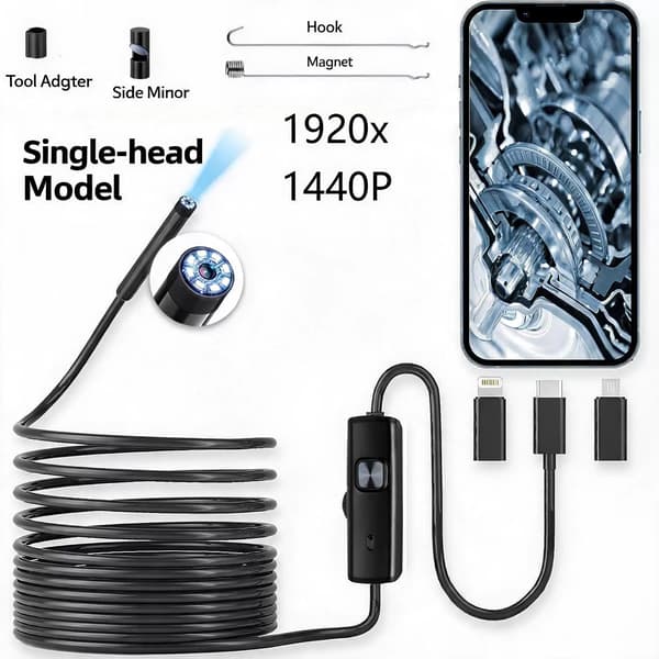 Linse boreskop endoskopkamera til Android og iOS, 1m kabel