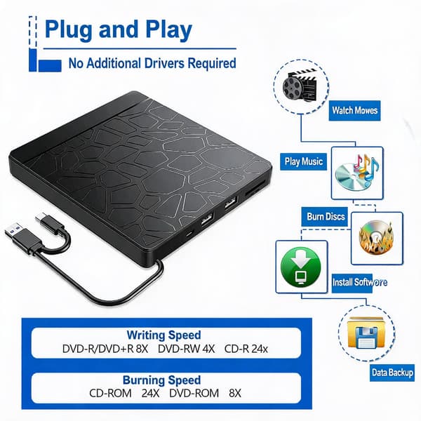 DVD-tallennin/ulkoinen optinen asema USB 3.0