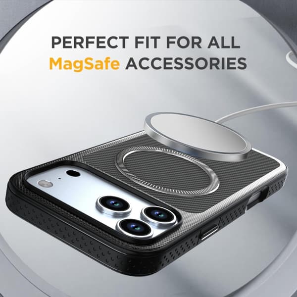 Magnetisk deksel med karbonfibertekstur til iPhone 18 Pro Max White