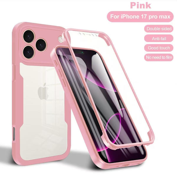 Stötsäkert skärmskydd ingår för iPhone 17 Pro Pink