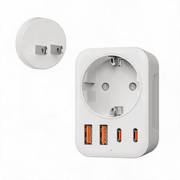 Reseadapter Europa till Japan Vit (2 USB-A + 2 USB-C)