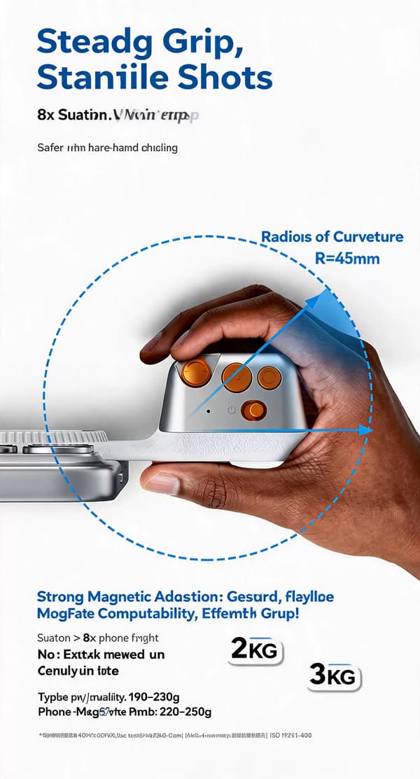 Magnetisk assistent for filming, Bluetooth-zoom, linsestabilisator for håndholdt bruk med iPhone