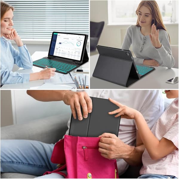 Bluetooth Tangentbordsfodral för Samsung Tab S10FE 10.9/ S9FE / S9 / S8 / S7 Pink