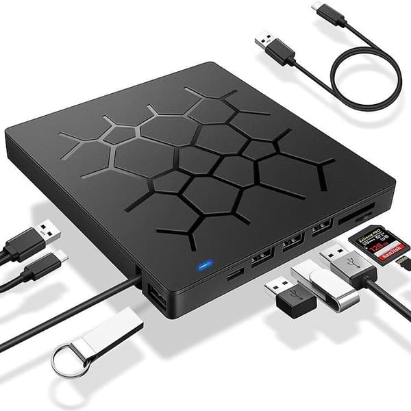 4-i-1 extern optisk enhet, DVD RW-brännare, extern USB 3.0-flashenhet