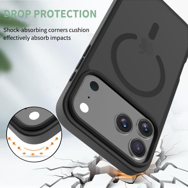 Beskyttelsesdeksel for iPhone 17 Pro Max, fallsikkert Black