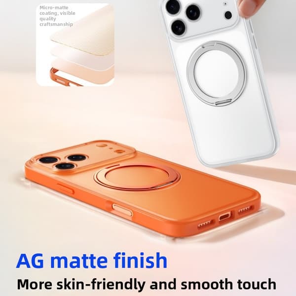 Etui til iPhone 17 Pro med blød silikonekant, MagSafe og 360° stativ White
