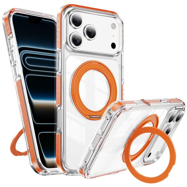 Etui til iPhone 17 Pro Max med MagSafe og 360° stativ Orange