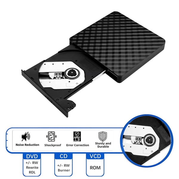 Ekstern USB optisk stasjon, DVD-opptaker, plate leser/skriver