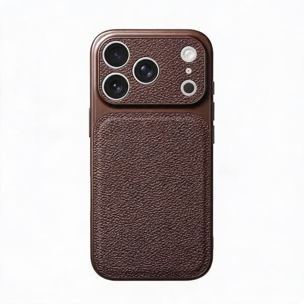 Etui til iPhone 18 Pro Max med litchitekstur og anti-fallbeskyttelse Dark brown