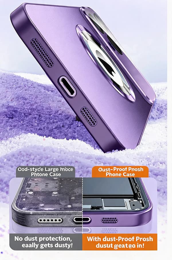 Magnetisk etui til iPhone 18 Pro Max med linsebeskyttelse og anti-støvnet Gray
