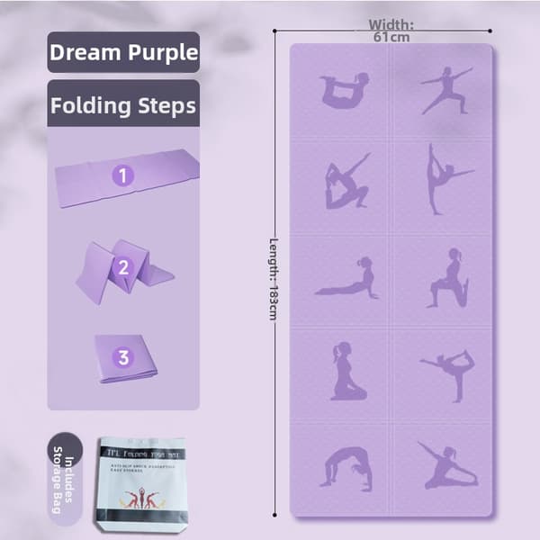 Vikbar TPE yogamatta 183 x 61 x 0.6 cm Purple