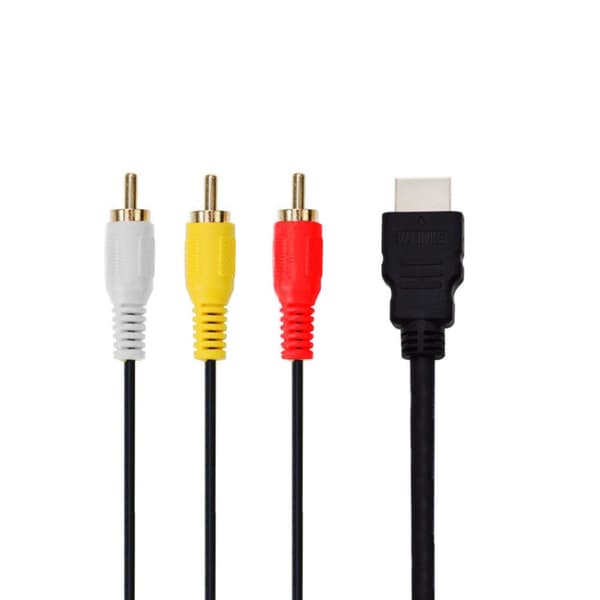 HDMI til 3RCA/AV-kabel, 1,5 meter kabel til high-definition audio/video-dekoder