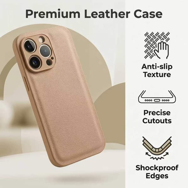 PU lædercover til iPhone 18 Pro Max, slank executive-stil, med kamerabeskyttelse og klassisk litchi-tekstur Silver