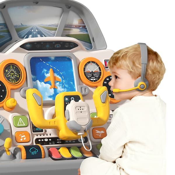Simulert og oppladbart flycockpit, en pedagogisk leke for barn