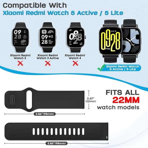 Rem til Xiaomi Redmi Watch 5 Active/5 Lite 22mm 10PC