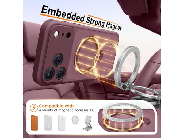 iPhone 18 Pro Max-deksel med 360° roterende magnetisk stativ og full kamerabeskyttelse Gray