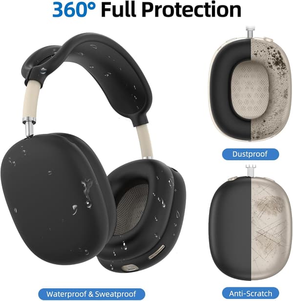 4-i-1 Silikoneetui til AirPods Max 1/2 Light Gray