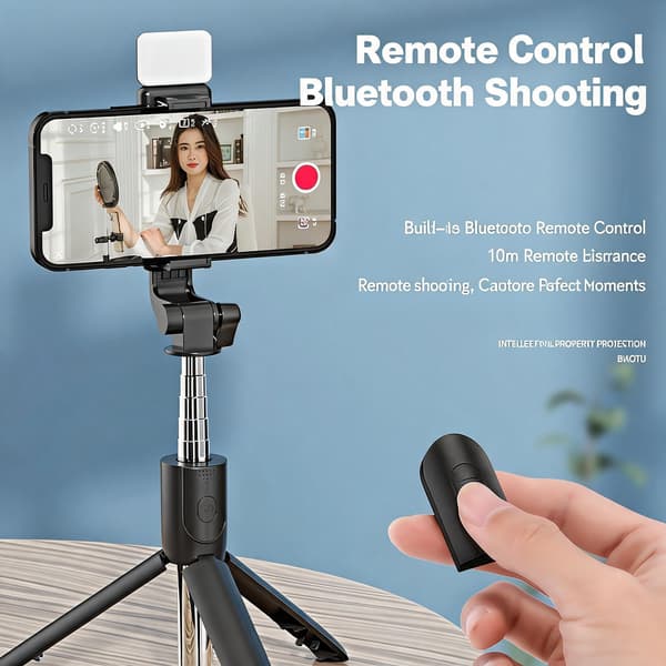 Selfiekeppi 1,3 m jatkettava Bluetooth Pink