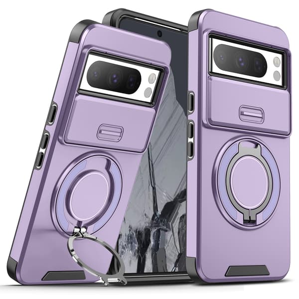 Skyddsfodral för Google Pixel 11 med skjutbart fönsterstativ Purple