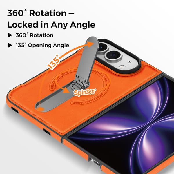Etui til iPhone Duo med stangformet 360° roterende stander, læder, forretningsstil Black