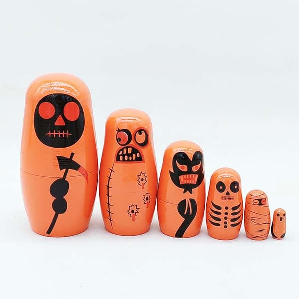 Ryska staplade Matryoshka-dockor i trä, häckande set, 6 delar, handgjorda leksaker