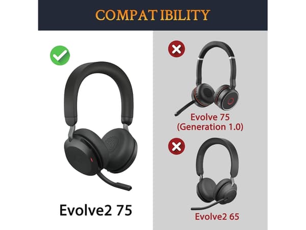Hovedtelefonpude til Jabra Evolve2 75 Pc Trådløst Headset Preto (Passer IKKE til Evolve 75)